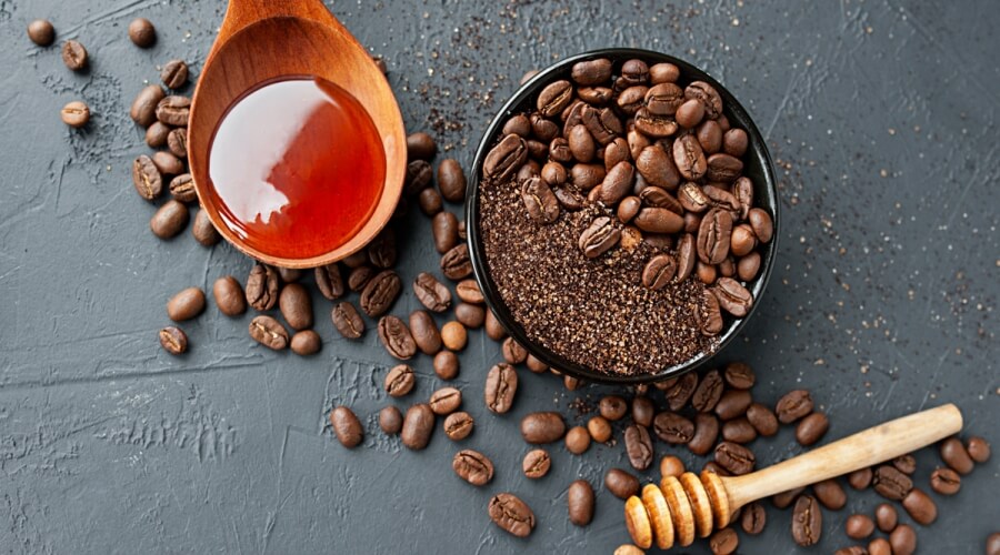 قناع العسل مع القهوه لعلاج الهالات السوداء