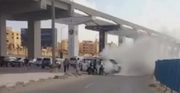 حريق سيارة ميكروباص على محور 6 أكتوبر دون إصابات