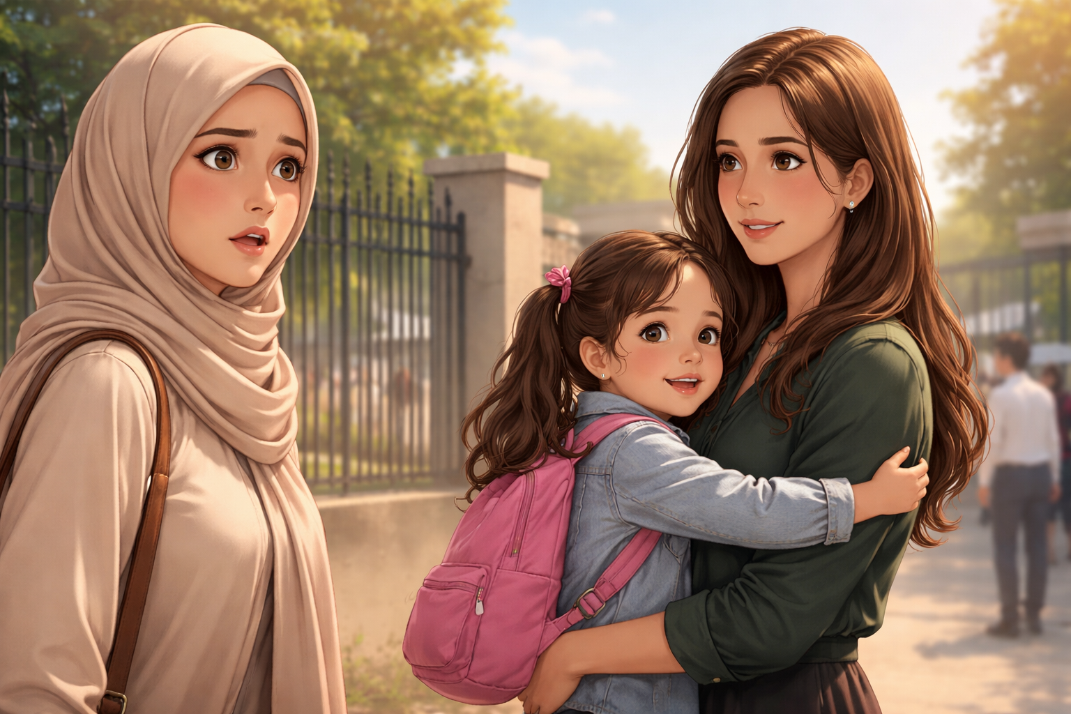 بنتي كانت تقابل “طنط الجميلة” كل يوم عند المدرسة… وعندما رأيتها اكتشفت أنها تشبهني تمامًا